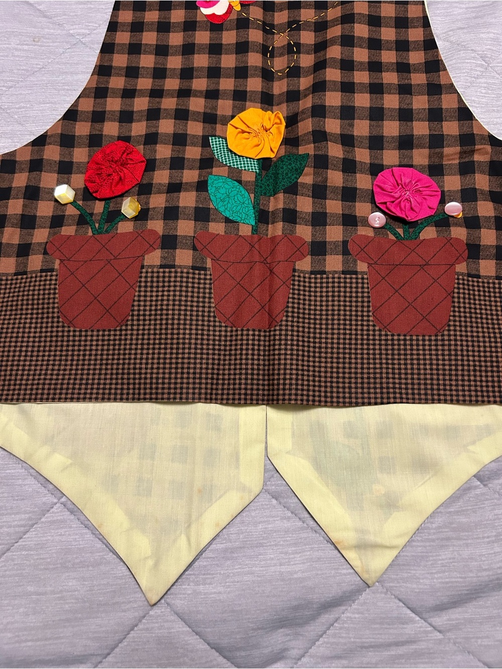 Vintage 90s Women’s XL Handmade Spring Cat Flowers Garden Vest - Picture 6 of 7